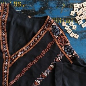 Free People Boho Festival Beaded Embroidered Top
elastic Hem size M/L